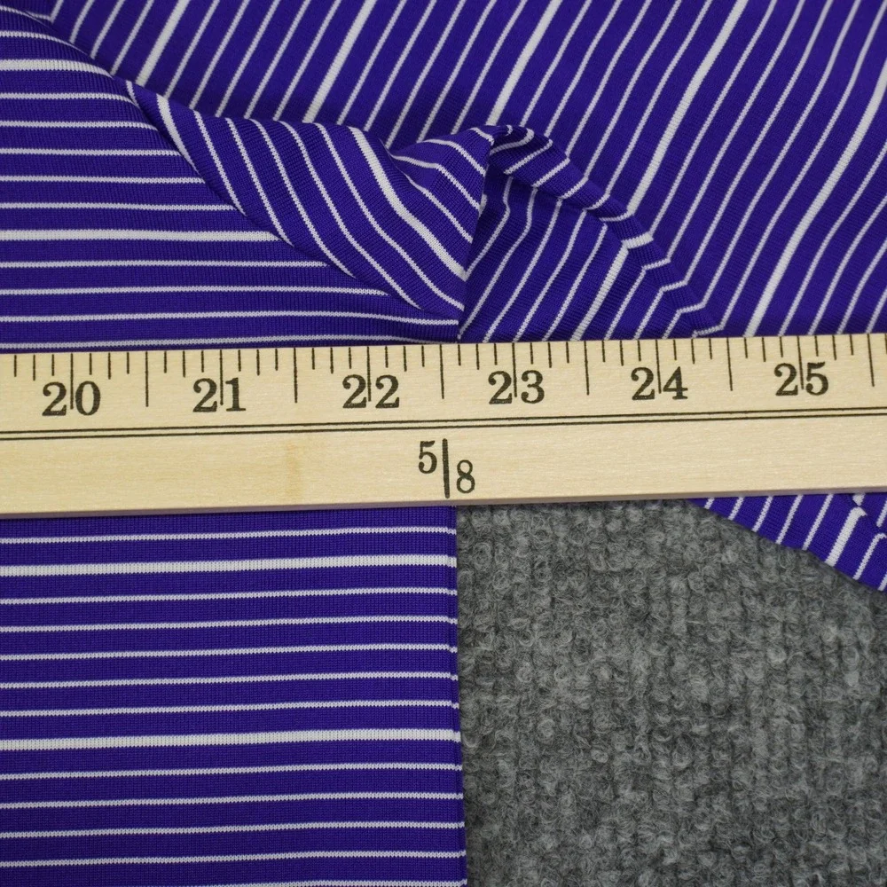 Adidas Polo Shirt Mens Medium Purple Striped Pinehurst 1895 Climalite Golf